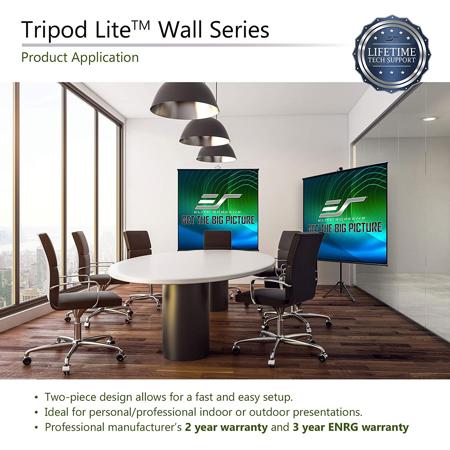 Elite Screens Tripod Lite Wall Series|2 in 1ポータブルプロジェクタースクリーンデュアル三脚スタンド/ウォールマウント屋内/屋外50-INCH、1:1キャリング : Elite Screens Tripod Lite Wall Series, 2in1 Portable