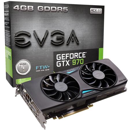 EVGA GeForce GTX 970 FTW+ 4GB Gaming Graphics Card with Backplate, ACX 2.0+