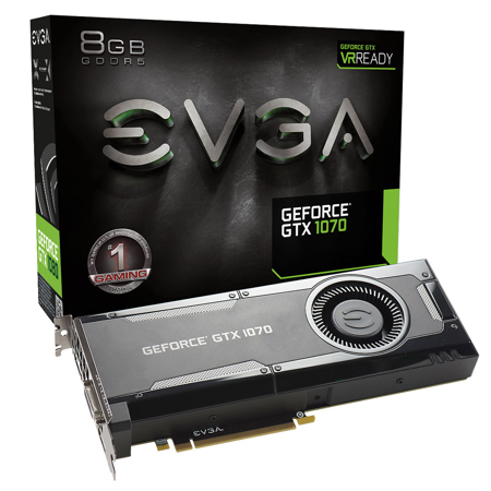 EVGA GeForce GTX 1070 8GB Gaming Graphics Card, 1506MHz Base Clock Speed