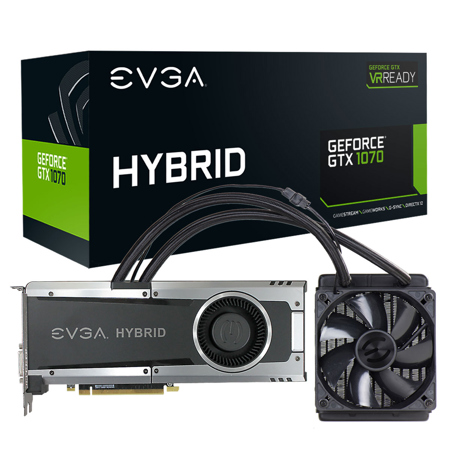 EVGA GeForce GTX 1070 8GB Hybrid Gaming Graphics Card, 1594MHz Base Clock Speed