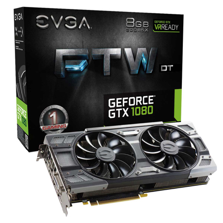 EVGA GeForce GTX 1080 8GB FTW +DT 1607MHz Gaming Graphics Card