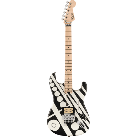EVH Striped Series Circles Electric Guitar, White and Black