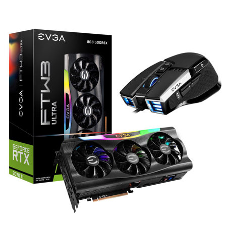 EVGA GeForce RTX 3070 Ti FTW3 Ultra Gaming 8GB GDDR6X Graphics Card W/X17 Mouse