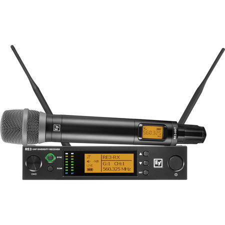 Electro-Voice RE3-RE520 Wireless Handheld System, Includes RE520-RC3 Wireless Head with RE520 Super Cardioid Microphone Capsule, RE3-HHT Handheld Transmitter and RE3-RX Diversity Receiver, 653-663MHz