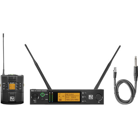 Electro-Voice RE3-BPGC Wireless Bodypack System, Includes RE3-ACC-GC3 1/4" to TA4F Instrument Cable, RE3-RX Diversity Receiver and RE3-BPT Bodypack Transmitter, 488-524MHz