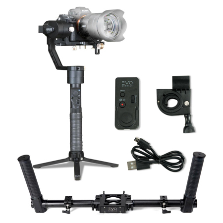 EVO Basic Bundle Includes: Rage Gen2 3-Axis Handheld Gimbal Stabilizer,  With EVO Pro-Grip Dual Handle Kit, EVO WR-Gen2 Wireless Remote Controller