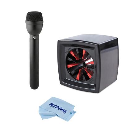 Electro-Voice RE50/b Wired Shock-Mounted Handheld Interview Omni-Directional Dynamic Microphone - With Rycote Square Mic Flag for Reporter Mics Ranging 19 to 38mm (0.74-1.49"), Black, Microfiber Cloth