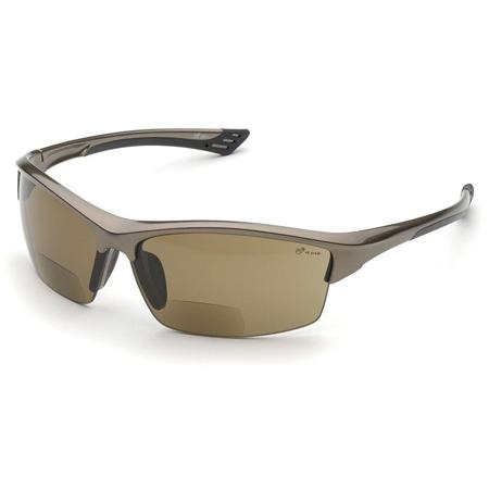 Elvex RX350BR10 Sonoma Polycarbonate Fashion Glasses, +1.0 Diopter, Brown Lens