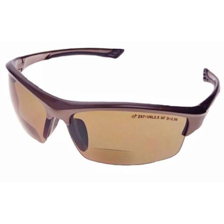 Elvex RX350BR15 Sonoma Polycarbonate Fashion Glasses, +1.5 Diopter, Brown Lens