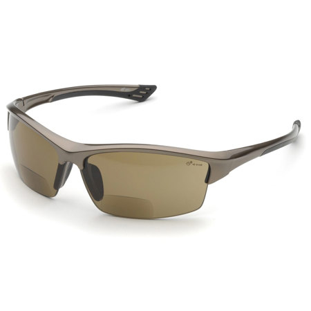 Elvex RX350BR20 Sonoma Polycarbonate Fashion Glasses, +2.0 Diopter, Brown Lens