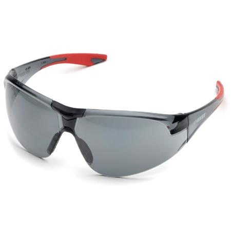 Elvex Avion PC Lens, Red Temple Tips, Gray