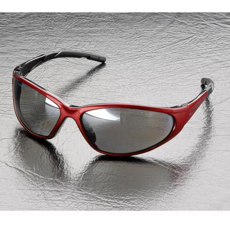 Elvex XTS Mirror Hard Coated Lens, Red Glossy Frame