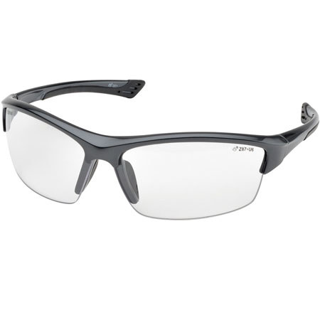 Elvex Sonoma Hard Coated Polycarbonate Lens, Glossy Gunmetal Gray Frame, Clear