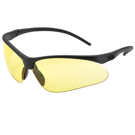 Elvex Flex-Pro Amber HC/PC Lens, Core Flex Adjustable Temples, Black Frame