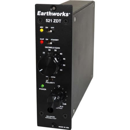 Earthworks 521 Single Channel Zero Distortion Technology Preamplifier for 500 Series Rack, Solid State