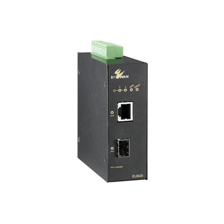 EtherWAN EL8020-V1E 10/100/1000BASE-TX to 100/1000 SFP Hardened Media Converter