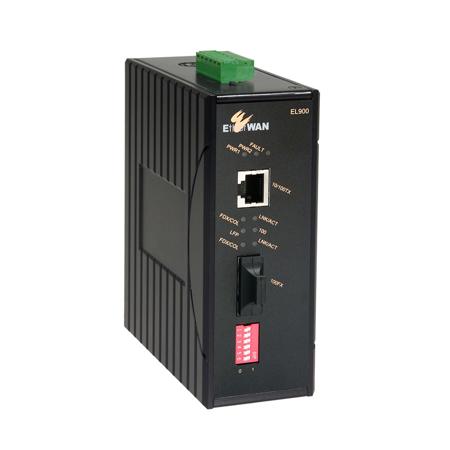 EtherWAN EL900 Multi-Mode ST Hardened Media Converter with DC Block, 2km Range