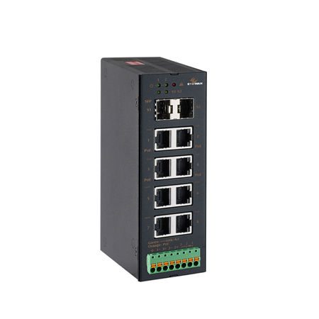 EtherWAN TG103H-0802 270W 8-Port Gigabit Hardened Unmanaged PoE Switch with 2-Port SFP