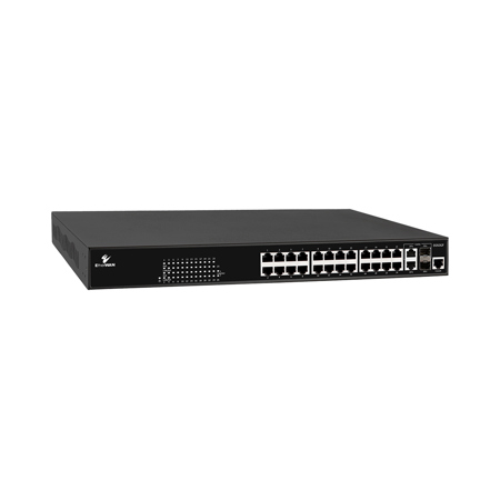 EtherWAN EX26262F 370W 24-Port Gigabit Commercial Managed PoE Switch with 2-Port SFP