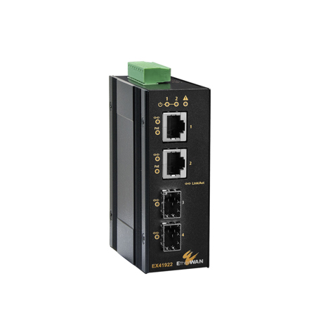 EtherWAN EX41922-T 60W 2-Port Gigabit Hardened Unmanaged PoE Switch with 2-Port SFP