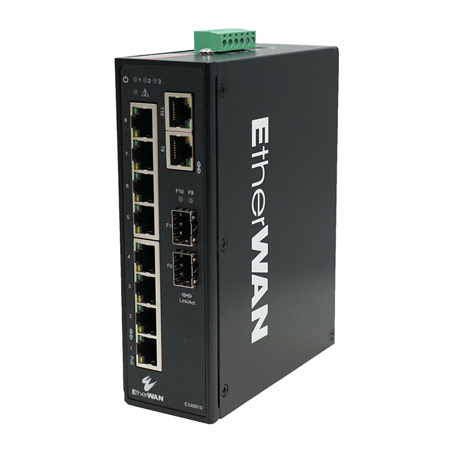 EtherWAN EX46910 240W 8-Port Gigabit Hardened Unmanaged PoE Switch with 2-Port RJ45/SFP Combo