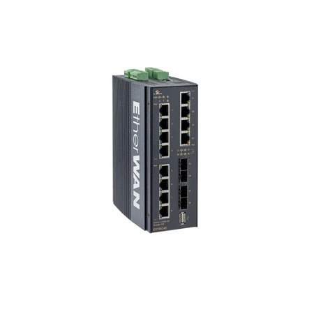 EtherWAN EX78922E-0VB 240W 8-Port Gigabit Hardened Managed PoE Switch with 2-Port SFP