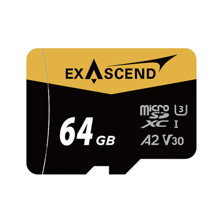Exascend Catalyst UHS-I V30 microSDXC Memory Card 64GB Card with SD Adapter