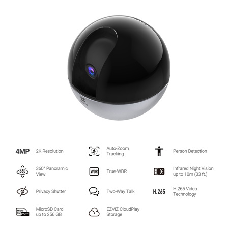 EZVIZ C6W 1440p Indoor Pan/Tilt Wi-Fi Security Camera with AI