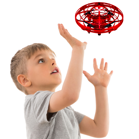 Force 1 Scoot Hand Operated Mini Flying Ball Drone, Red