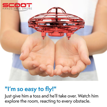 Force 1 Scoot Hand Operated Mini Flying Ball Drone, Red