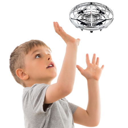 Force 1 Scoot Hand Operated Mini Flying Ball Drone, Silver