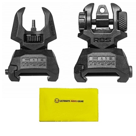 Fab Defense Front and Rear Set of Flip-Up sights for M4/M16/AR-15 Rifles, Black