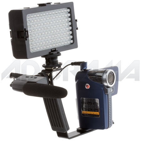 Adorama Flashpoint Heavy Duty L-bracket w/2 St&ard Flash Shoe & Microphone