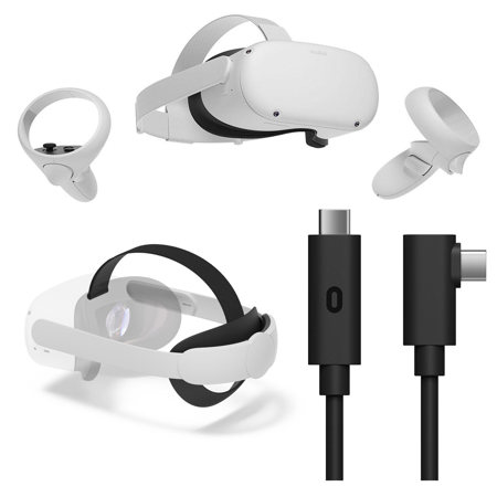 Oculus Quest 2 256GB VR Headset, Bundle with Headset Cable & Quest 2 Elite Strap