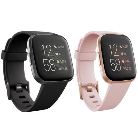 Fitbit Versa 2 Fitness Watch Pair Black Carbon Copper Rose