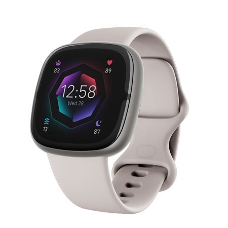Fitbit Sense 2 Advanced Health and Fitness GPS Smartwatch Lunar White/Platinum