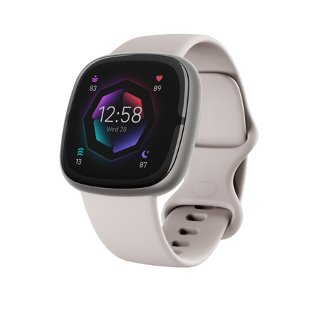 Fitbit Sense 2 Advanced Health & Fitness GPS Smartwatch, Lunar  White/Platinum AL FB521SRWTUS