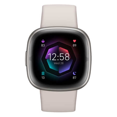 Fitbit Sense 2 Advanced Health & Fitness GPS Smartwatch, Lunar White/Platinum AL
