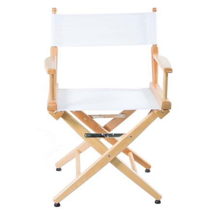 Filmcraft Pro Grade Studio Director's Chair, 18", Natural Wood with White Canvas