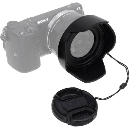 Fotodiox Reversible Flower Hood Kit for Sony E PZ 16-50mm F3.5-5.6 OSS E-Mount Power Zoom Lens, Includes 40.5/52mm Mounting Ring and 52mm Inner Pinch Lens Cap