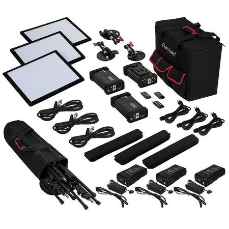 Fotodiox SF50 SkyFiller 1x1' 50w Bi-Color Powerful 3 Light Kit with Stands