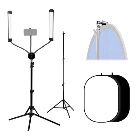 Fotodiox Selfie Starlite Stix Vlog Light Kit with Background, Stand, Clip