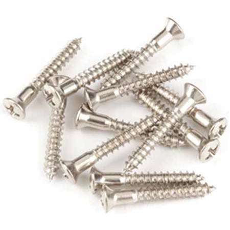 Fender 6x1" Pure Vintage Strap Button Oval-Head Mounting Screw for '50s Telecaster and Esquire Guitars, Nickel, 12 Pieces