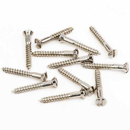 Fender 6x1" Vintage Accurate Slotted Bridge-Strap Button Mounting Screw for '50s Telecaster and Esquire Guitars, Nickel, 12 Pieces