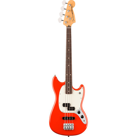 Fender Player II Mustang Bass PJ Guitar, Rosewood Fingerboard Coral Red