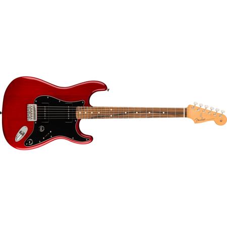 Fender Noventa Stratocaster Electric Guitar, Pau Ferro, Crimson Red Transparent