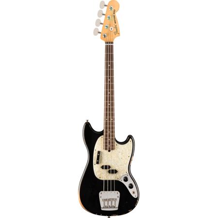 Fender JMJ Road Worn Mustang Bass Guitar, Rosewood Fingerboard, Black