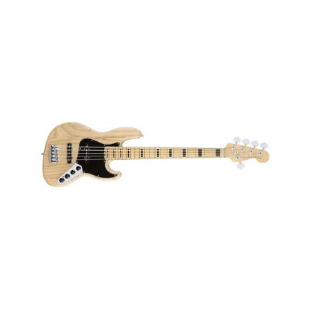Fender American Elite 5-string Jazz Bass V Guitar, 21 Frets, Modern C to D Neck, Ash Body, Maple Fingerboard, Gloss Polyurethane, Natural (Open Box, Never Used)