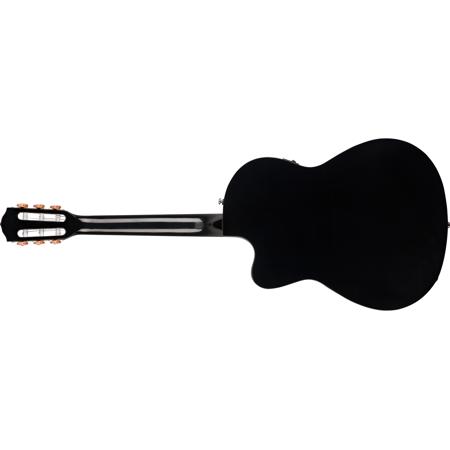Fender CN-140SCE Classical Nylon Thinline Acoustic Guitar, Black, with Hardshell Case