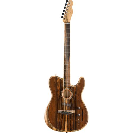Fender American Acoustasonic Exotic Ziricote Telecaster Guitar, Satin Urethane